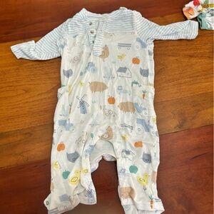 Angel Dear Blue and White Animal Print Bodysuit